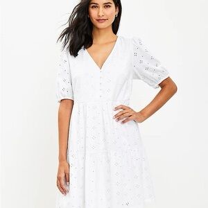 Loft White Eyelet Dress